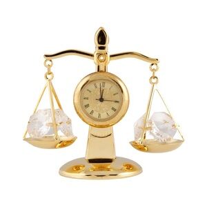 24k Gold plated Scale Clock with Swarovski crystals